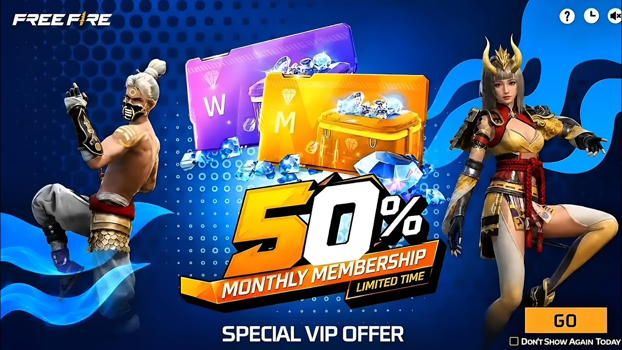 প্রথমবার মান্থলি মেম্বারশিপ ৫০% Off🤩ইভেন্ট আসছে💥 Monthly Membership 50% Off | Free Fire New Event bd