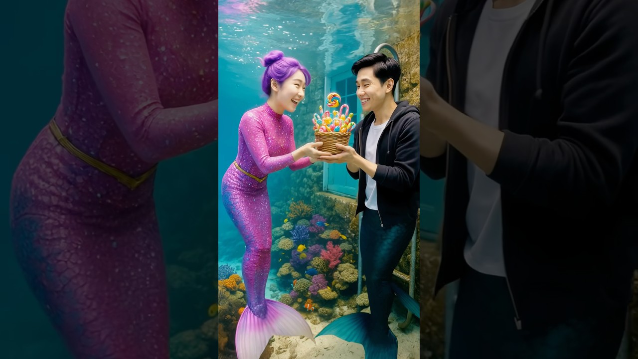 😁🧜&zwj;♀️Kind Mermaid Rumi Gives Candy To Mermaid Jinu #shorts