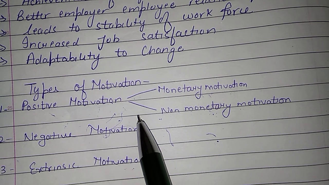 Types of motivation- positive, negative, extrinsic, intrinsic motivation