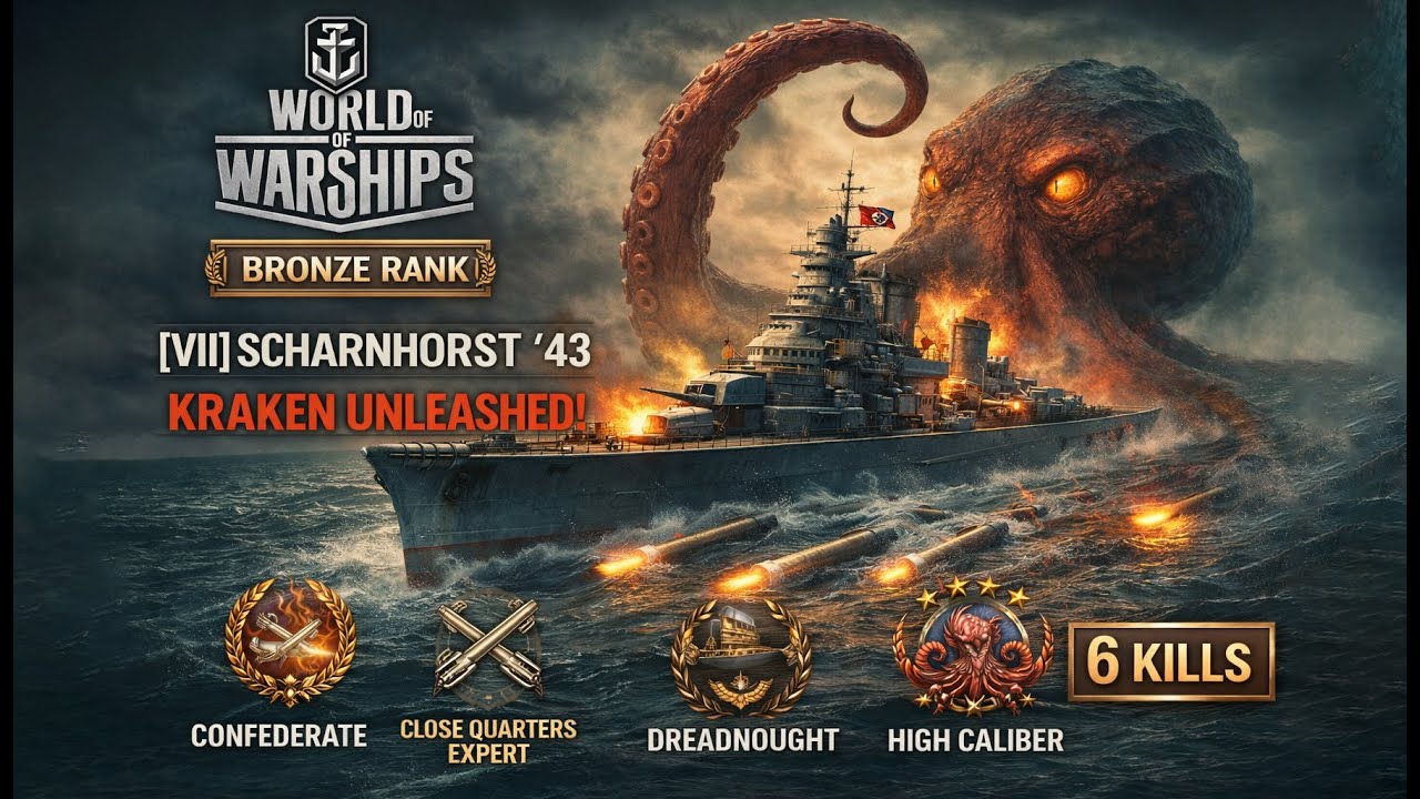 OH you lucky bastard!! BRONZE RANK CHAOS 💥 | VII SCHARNHORST ’43 GOES KRAKEN 😈 6 KILLS #wows #games
