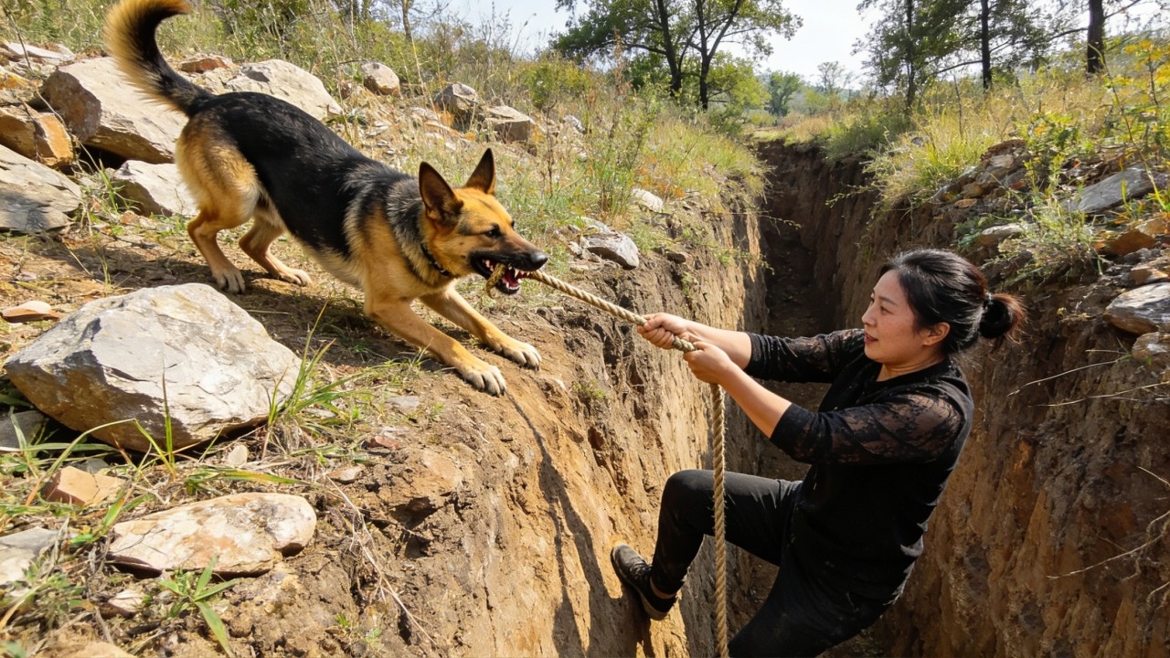 主人意外掉进深沟里！聪明无敌跑回家拿绳子，奋力救主太让人感动了#神犬无敌《王》