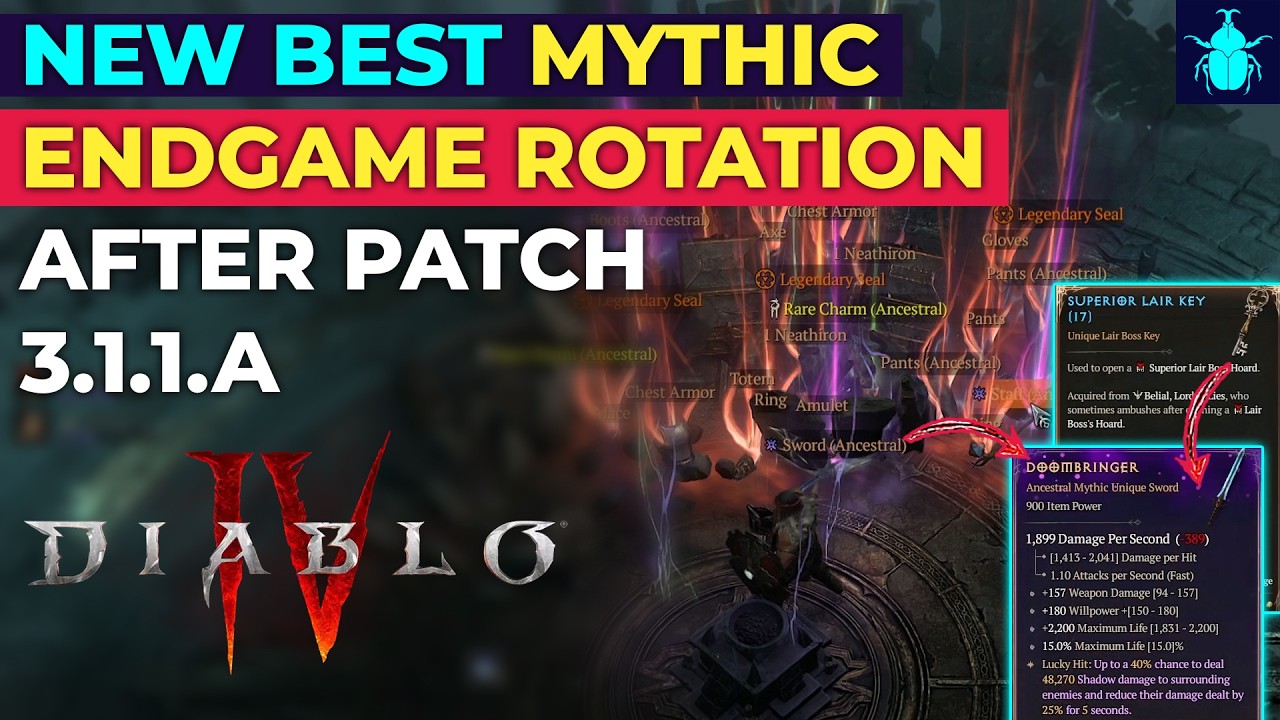 Diablo 4: НОВАЯ лучшая ротация для эндгейма на мифические предметы после патча 3.1.1a (Сезон 14)