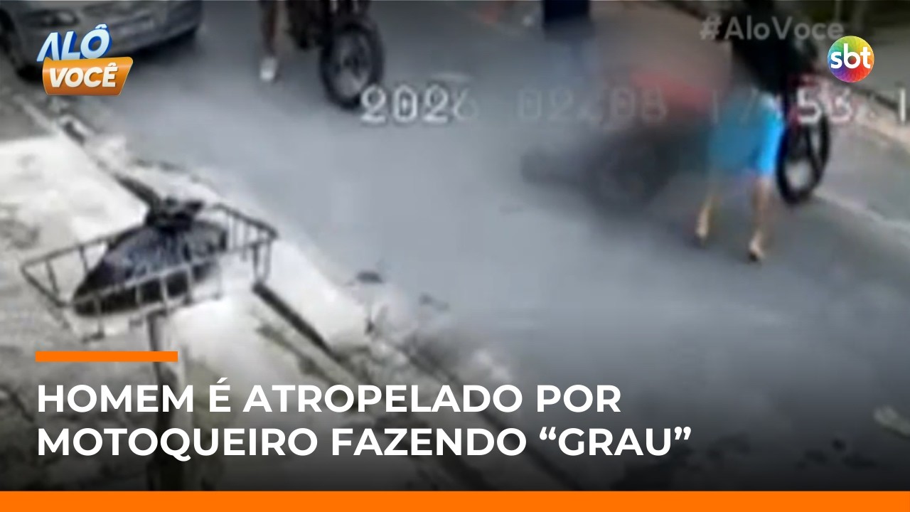 Motociclista empina moto, atropela homem e foge; vítima está em coma em SP | #AloVoce