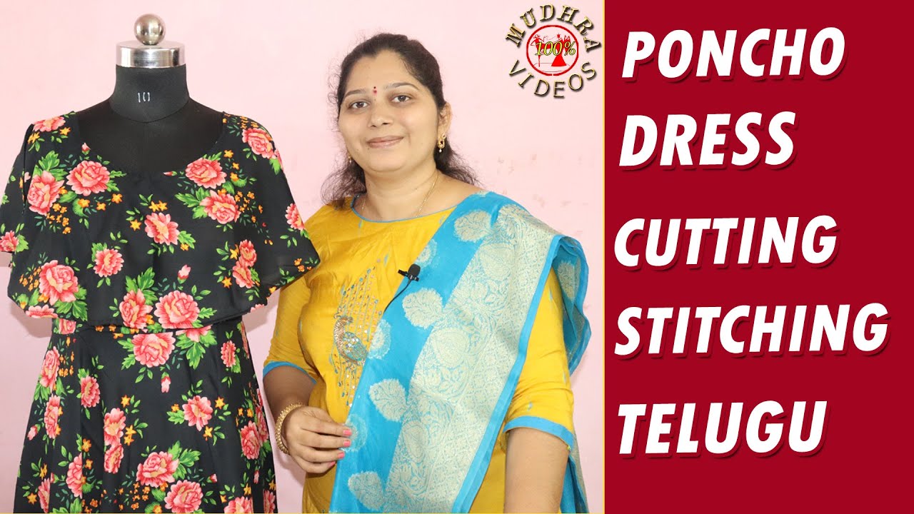 Pancho Dress Cutting and Stitching in Telugu | Free Size Poncho Dress Kurti  Cutting & Stitching