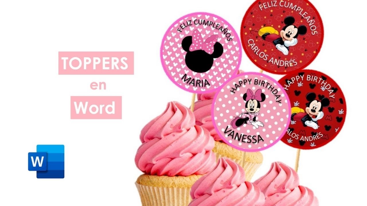 COMO DISEÑAR TOPPERS PARA MESA DULCE EN WORD ✂ Souvenir