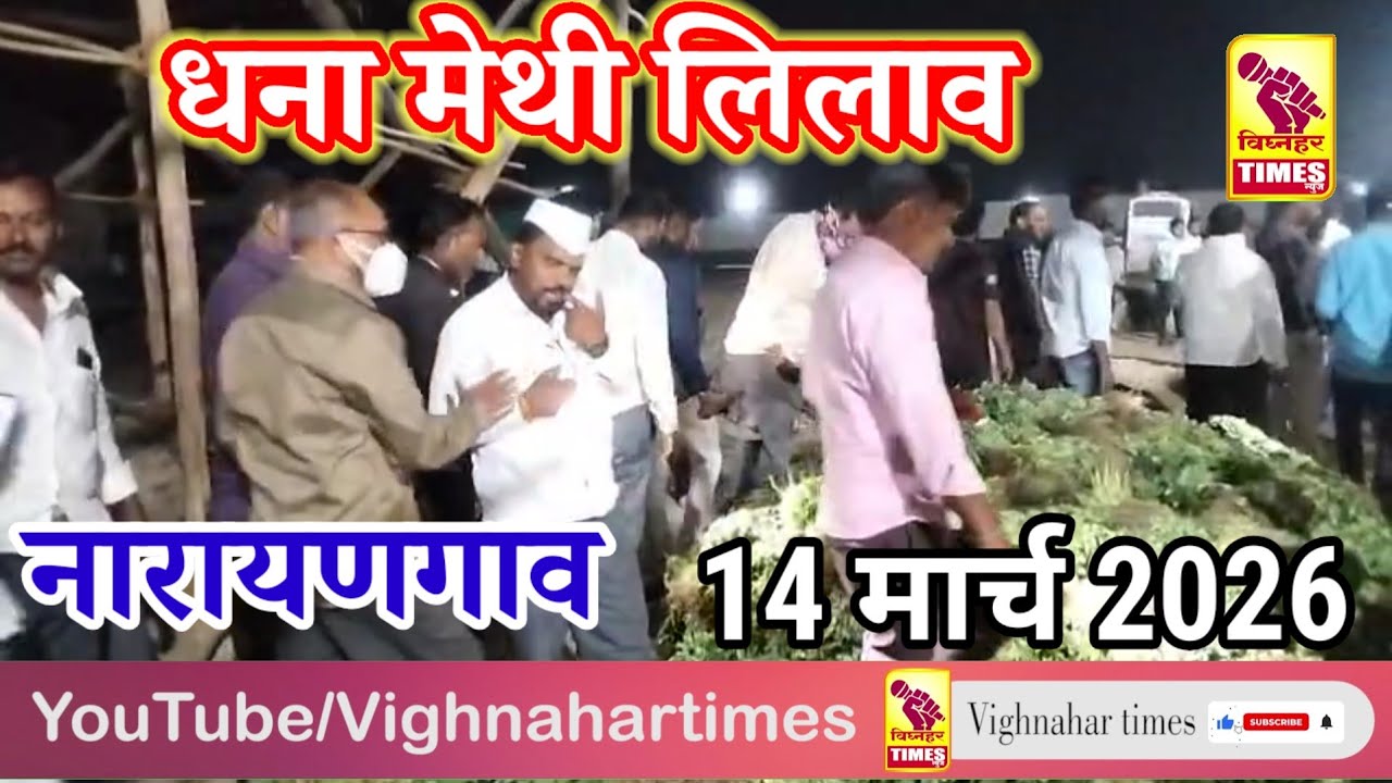 नारायणगाव धना मेथी लिलाव l दि. 14 मार्च रोजी पहा कशाचे वाढले बाजार? धना की मेथी ❓