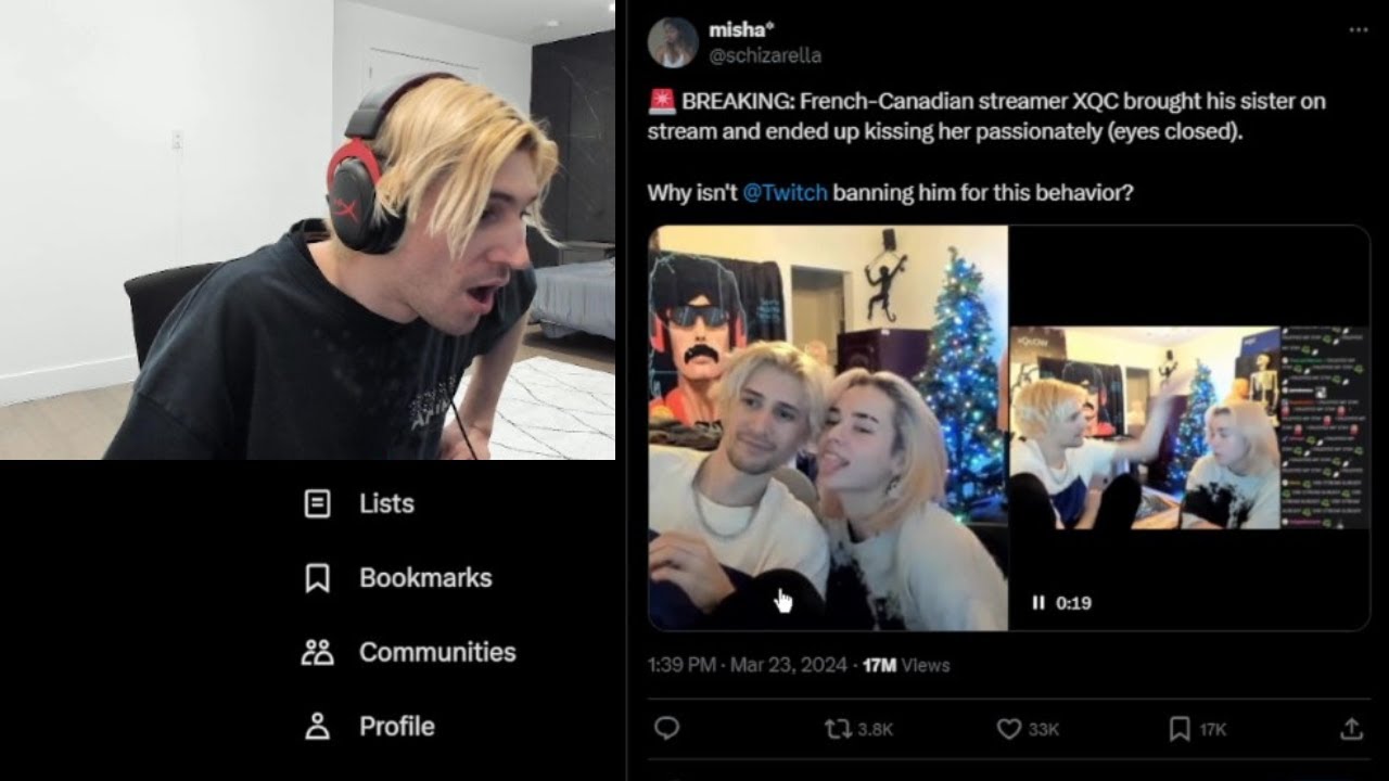 xQc reacts to News about Him Kissing his Sister Having 17 Million Views