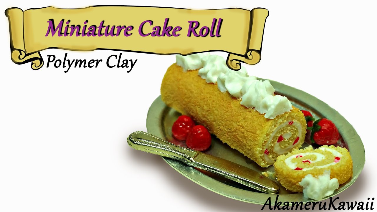 Miniature Strawberry Cake Roll - Polymer Clay Tutorial