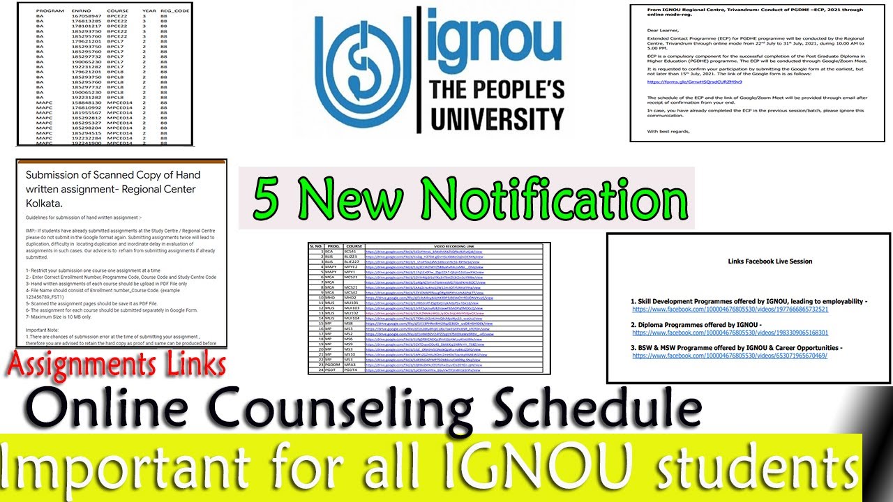 5 New Notification for all IGNOU Students || BAPC&MAPC Practicals Schedule, Assignments Submission