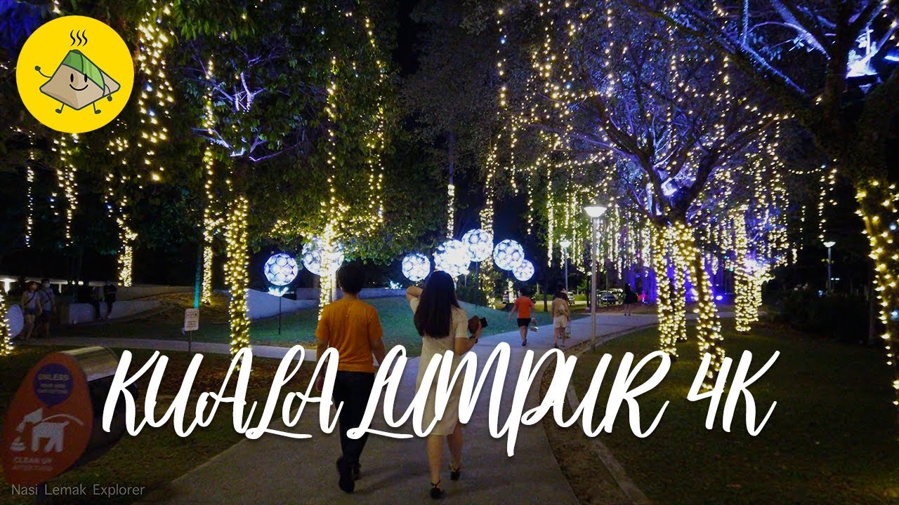 Kuala Lumpur 4k - Night Strolling At Colorful LED Lights Lake Gardens