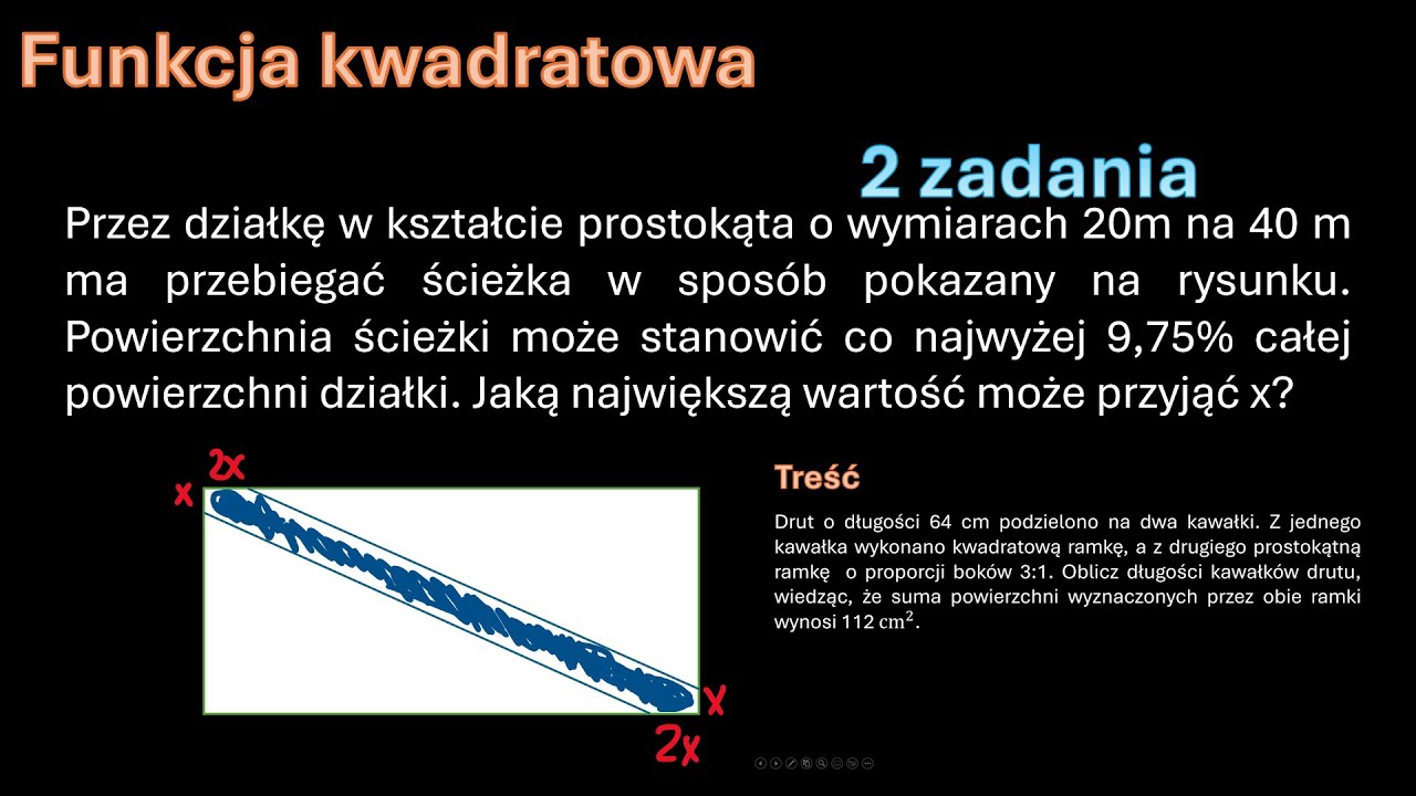 Zadania tekstowe z funkcji KWADRATOWEJ cz.2