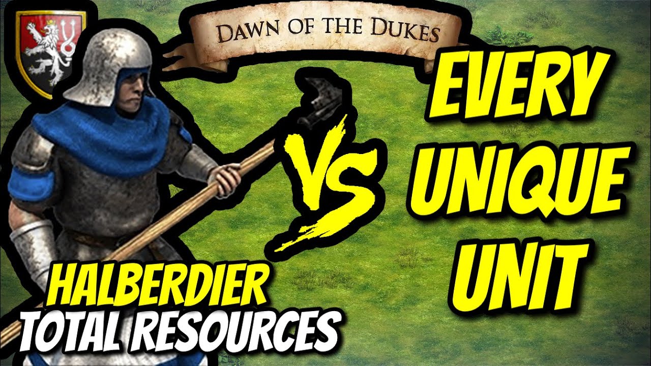 HALBERDIER (Bohemians) vs EVERY UNIQUE UNIT (Total Resources) | AoE II: Definitive Edition