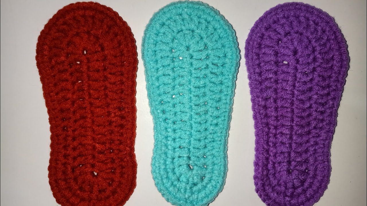 CROCHET SHOE SOLE PATTERN  size 13cm/5inches #crochetbabysandals #crochettutorial