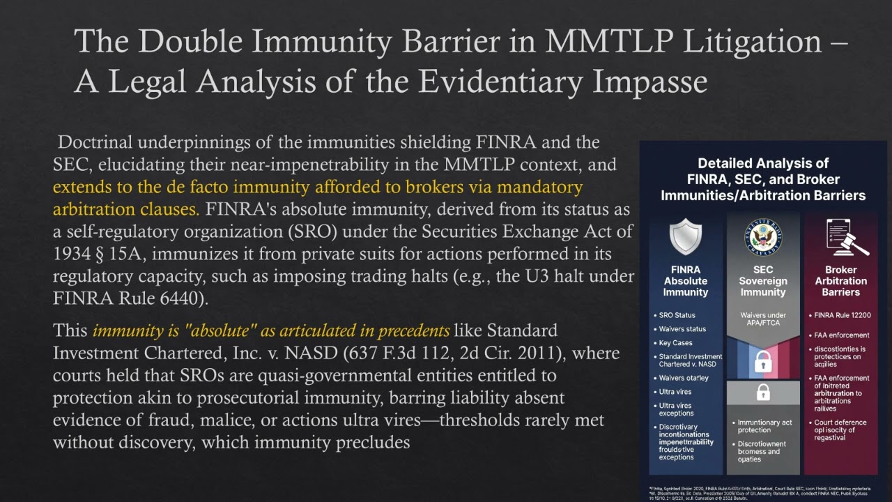Finra immunity  MMTLP Scandal: Breaking the Double Immunity Barrier in FINRA & SEC Litigation