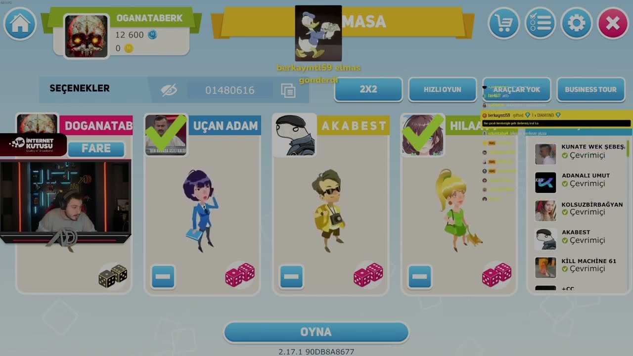 ATABERK DOĞAN GÜNDÜZ YAYINI  MONOPOLY OYNUYOR EKİPLE İDDİALI