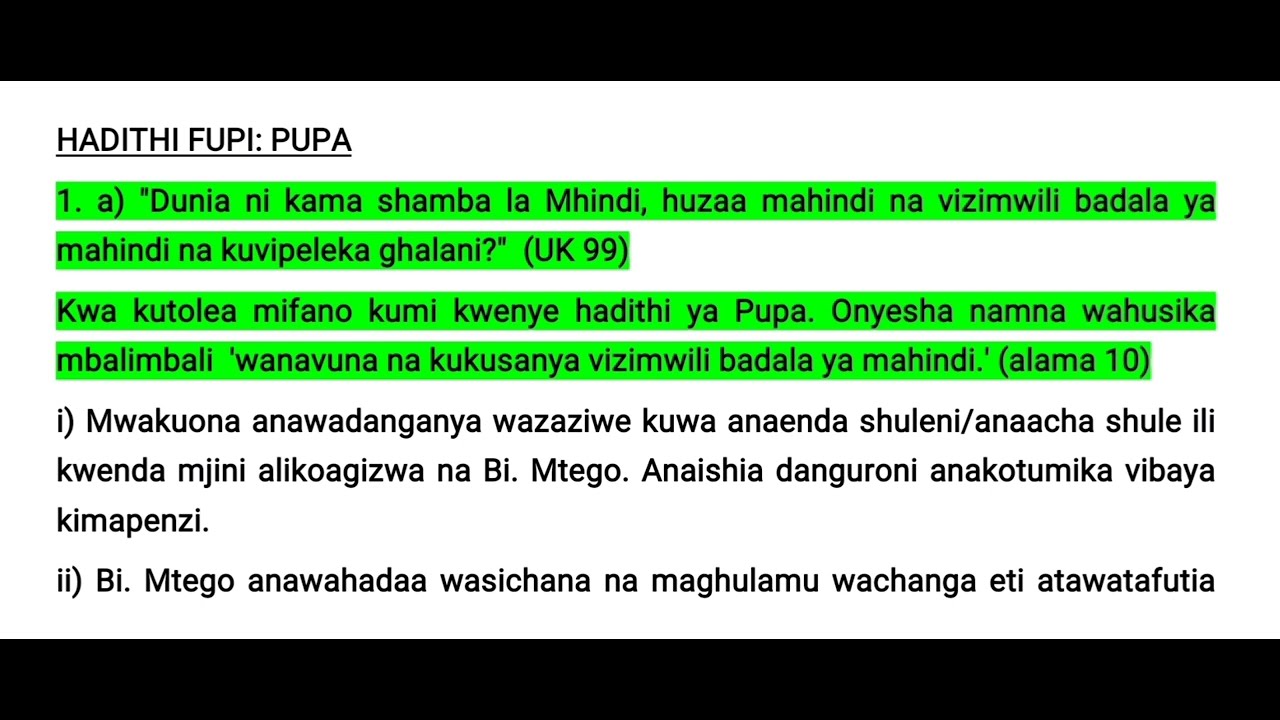 KIOO CHA KCSE. MAPAMBAZUKO YA MACHWEO. #MASWALI NA MAJIBU #kcseprediction 
