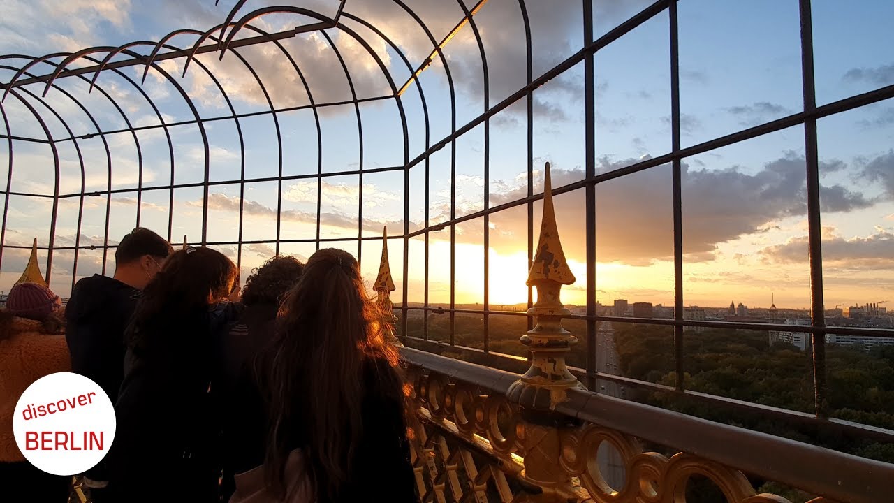 [4K] Berlin/Germany Walk - the Victory Column - 360° view over the city with a beautiful sunset