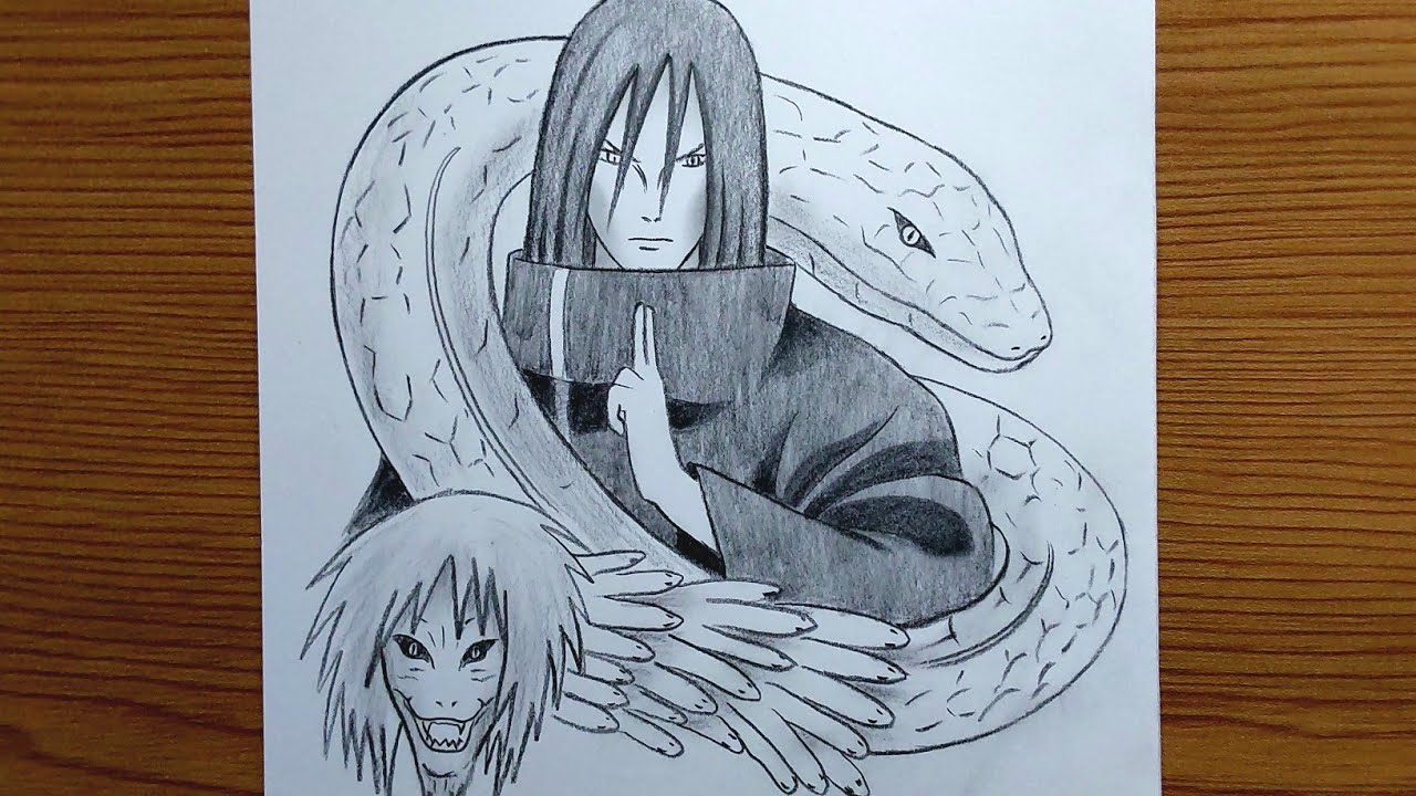 ​How To Draw Orochimaru (Akatsuki) & Manda Snake || Ultimate Pencil Sketch