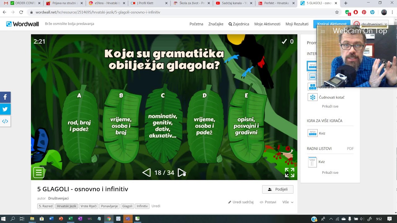 5. razred - Glagoli - ponavljanje kroz igru i Hrvatsku školsku gramatiku