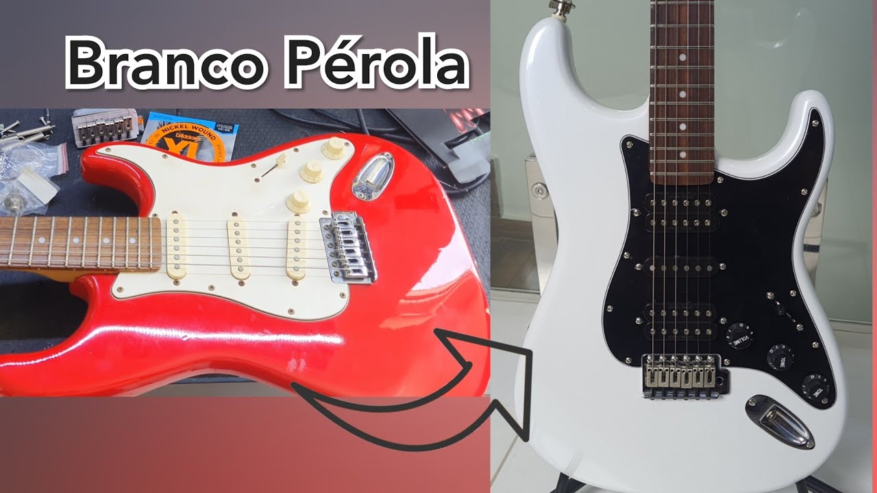 Guitar Crafter Junior Pintura/Transformação Branco Pérola escudo preto, captadores Sergio Rosar