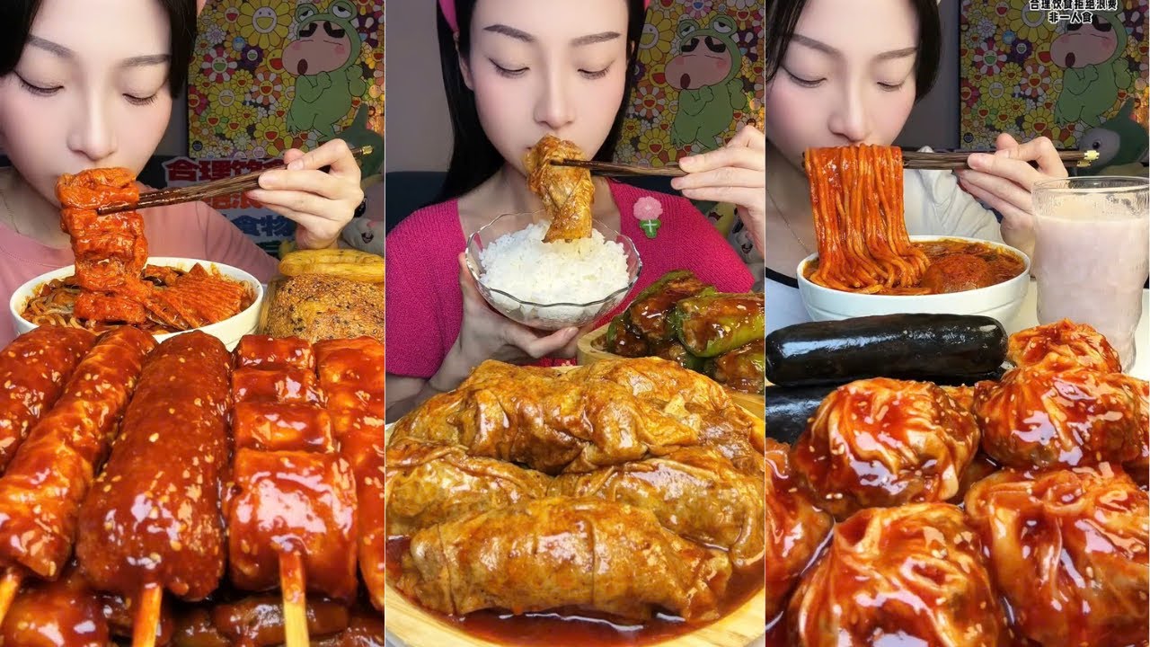 Saucy Noodles, Spicy Meat Skewers, Juicy Shrimp Rolls & Dumplings Mukbang ASMR