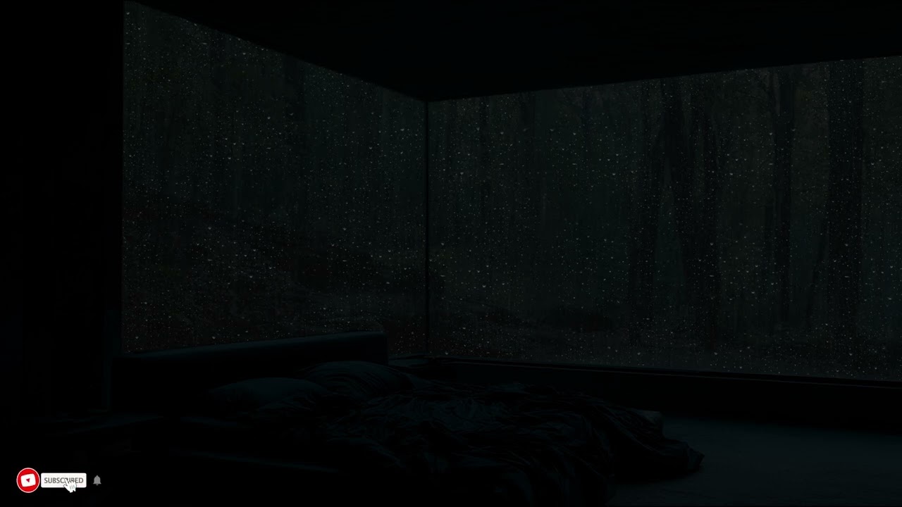 A Dimly Lit Room While Endless Rain Falls Outside In The Cold Night