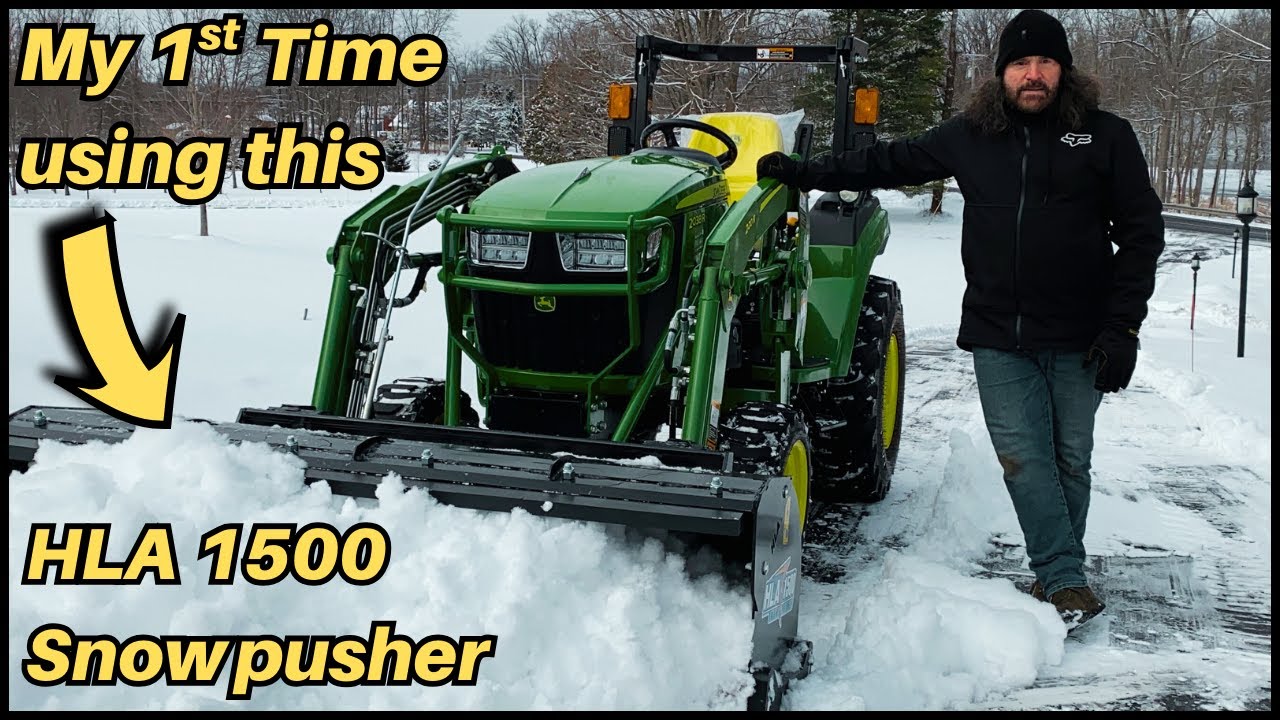First time using the HLA 1500 Snowpusher!! #johndeeretractor #snowpusher
