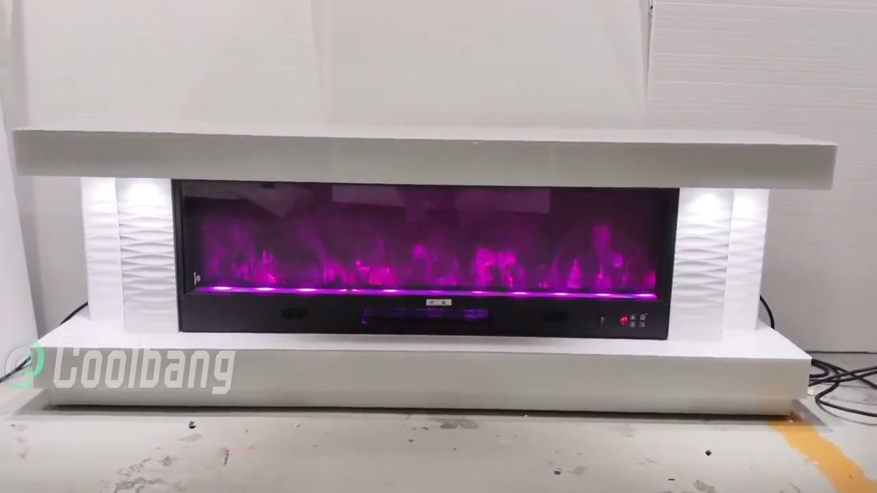 White Fireplace TV Stand | Color-Changing Flames for Modern Cozy Interiors