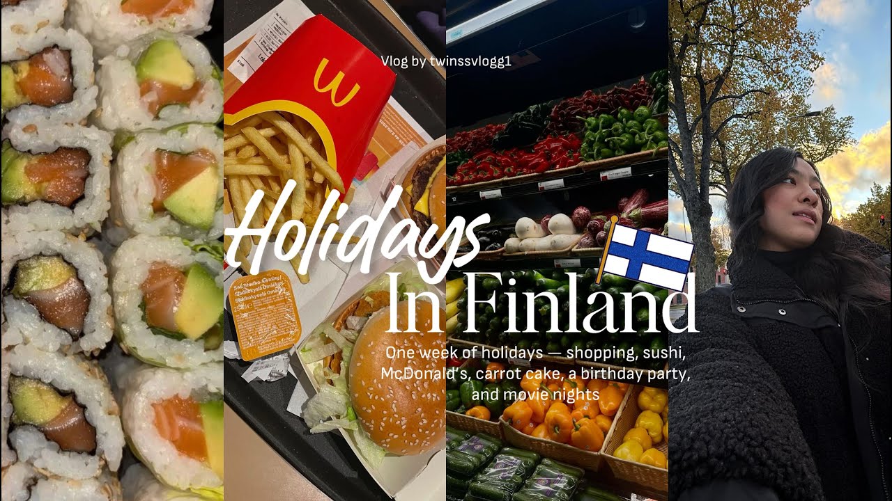 VLOG holidays in Finland, Shopping, Sushi, McDonald&rsquo;s, carrot cake, a birthday party, movie nights 🍿