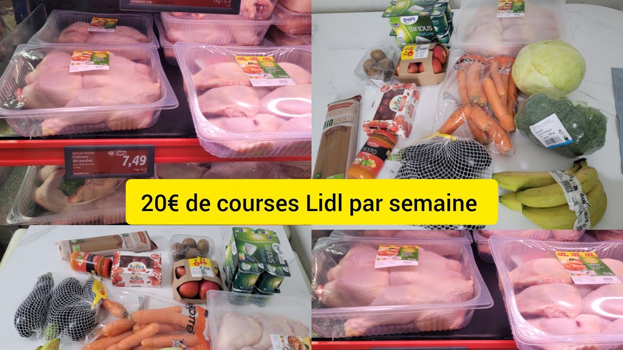Retour de course Lidl petit budget à 20€ pour les repas et desserts de la semaine 