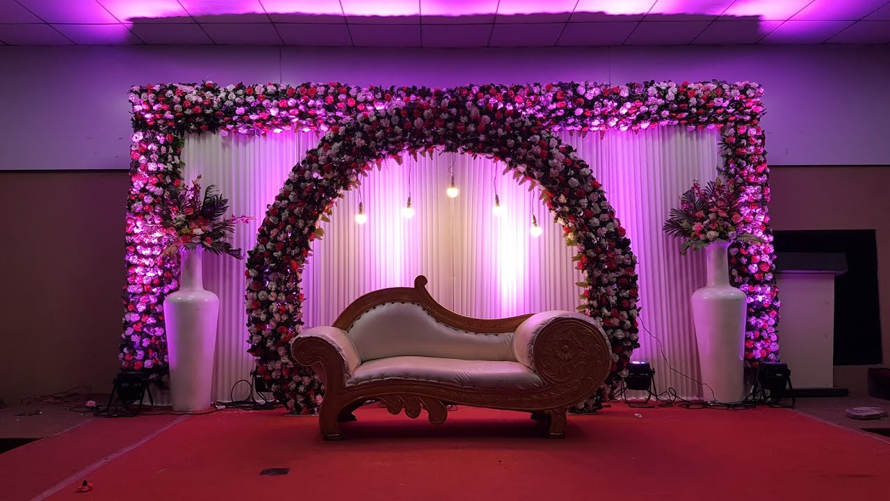 Wedding stage decoration|Making of Wedding stage backdrop|Flower arch backdrop|Wedding decoration