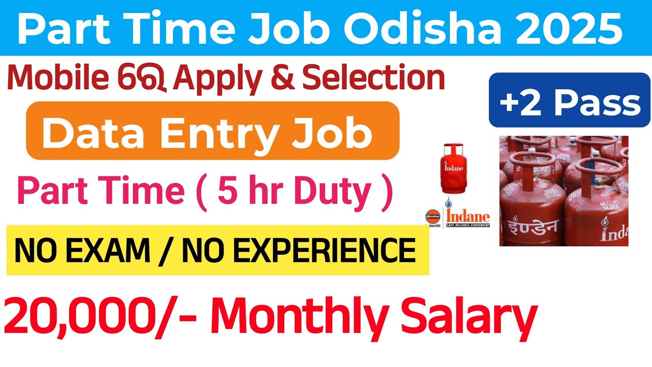 Part Time Job Odisha | 5 Hrs Duty | ₹20,000 Salary | 12th Pass | Data Entry