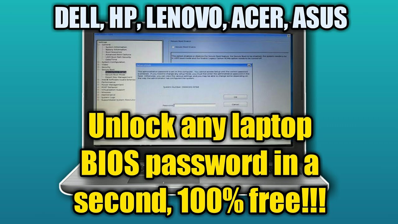 Dell bios unlock! at your home | unlock any laptop BIOS password it's 100% free!! anyone can do it..