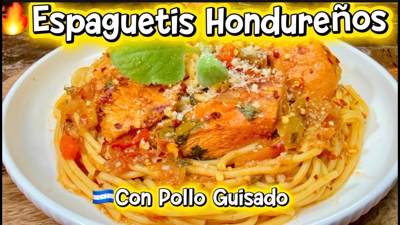 🇭🇳Espaguetis Hondureños con Pollo Guisado | Receta Tradicional paso a paso🔥