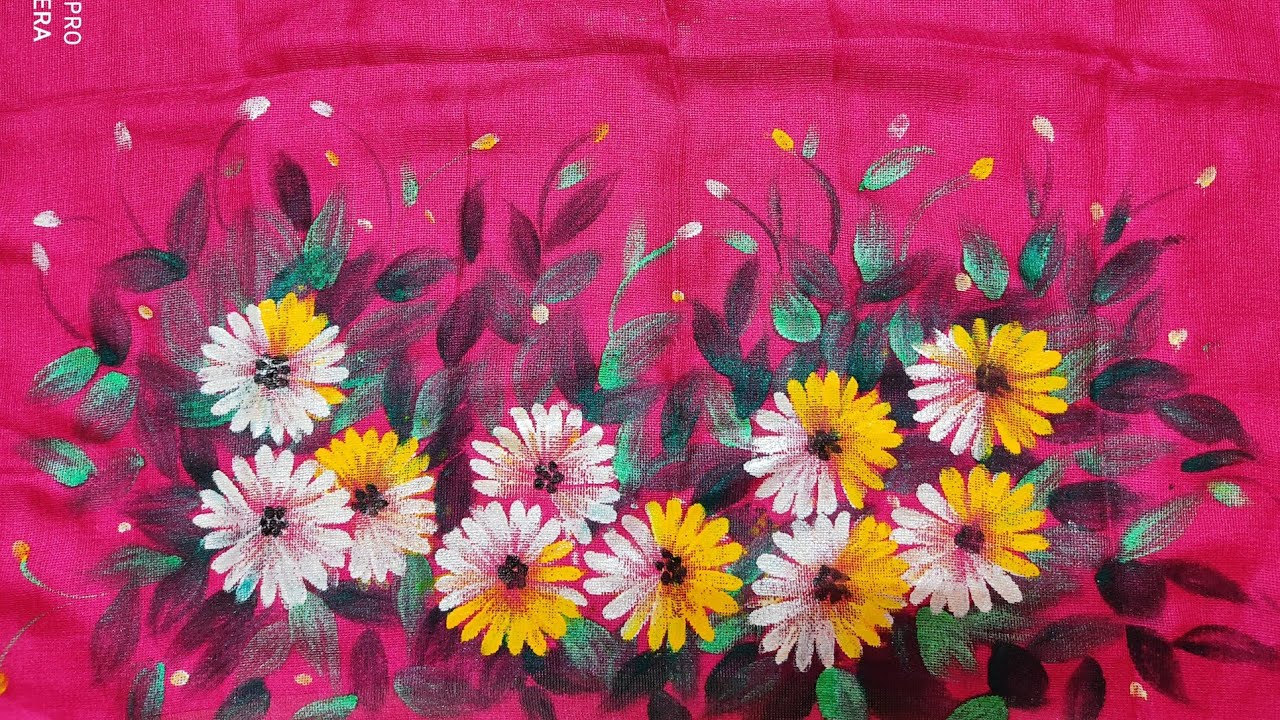 HOW TO PAINT FLOWERS WITH EMBOSSING EFFECT ON SAREE| FABRIC PAINTING-20 || J.L.Praphulla