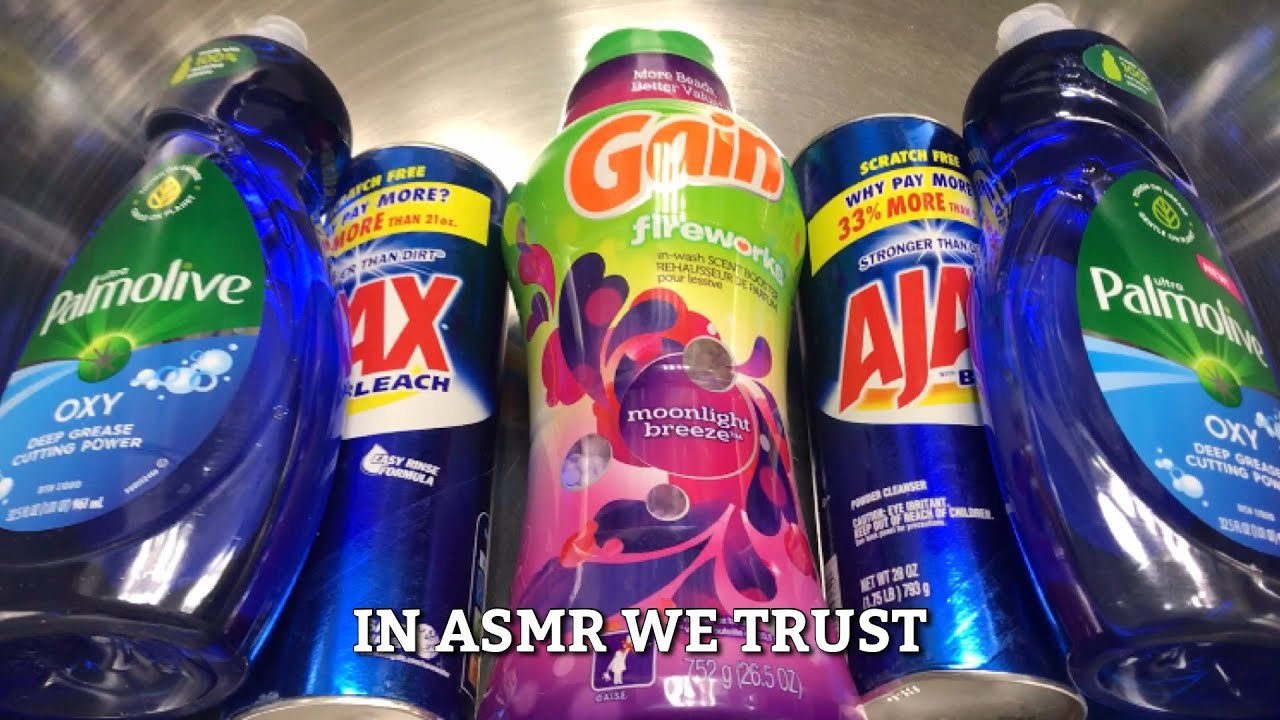 ASMR 🌙 Moonlight Breeze Paste ✨  Gain Fireworks, Palmolive Oxy Dish Soap, Purple Ty-D-Bol, + Ajax