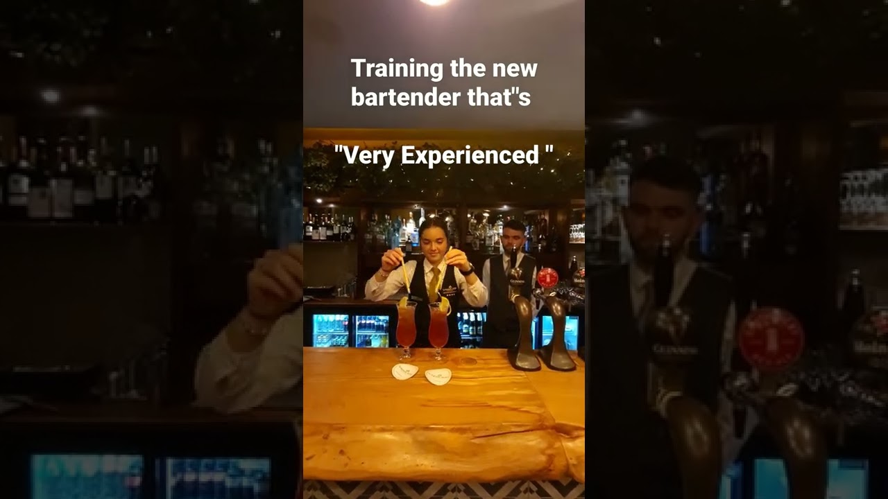 Training the new bartender that's.           