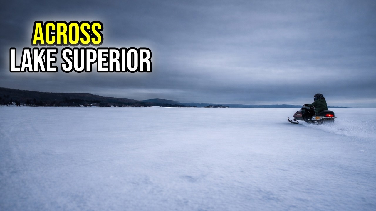 His First Time Riding Across Lake Superior by Snowmobile
