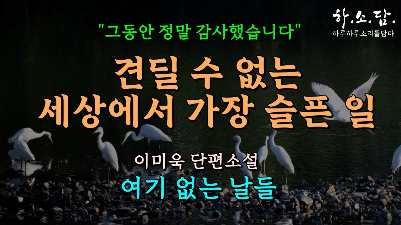 세상 그 어떤 일도 이보다 슬프지는 않을겁니다. 그동안 정말 감사했습니다. [ 여기 없는 날들 - 이미욱 소설 ]