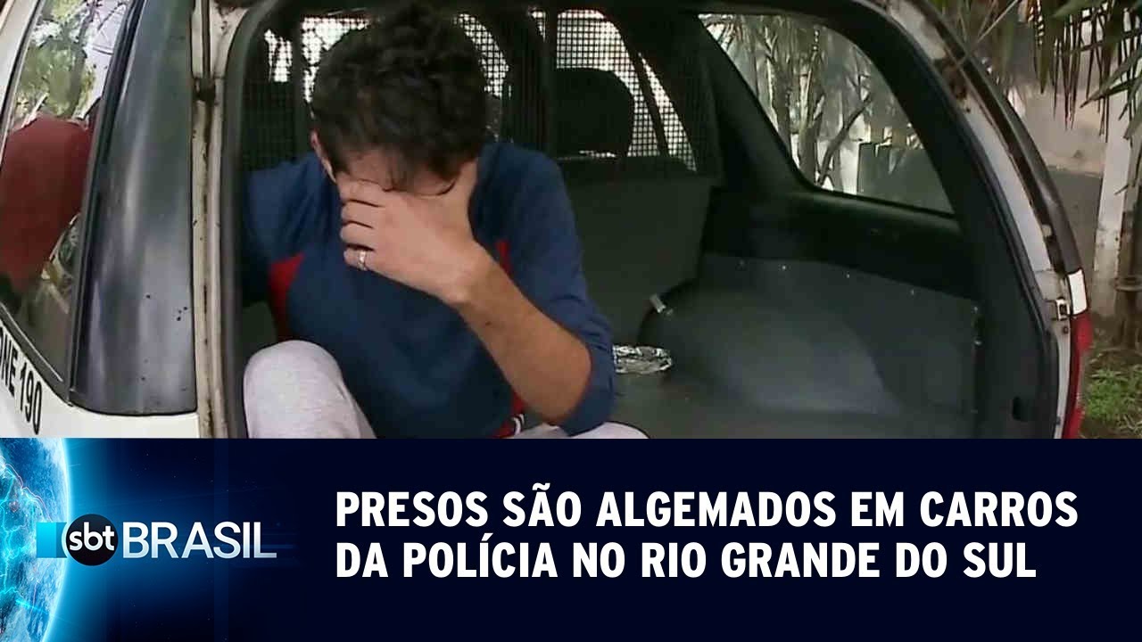 Presos são algemados em carros da polícia no Rio Grande do Sul | SBT Brasil (14/05/19)