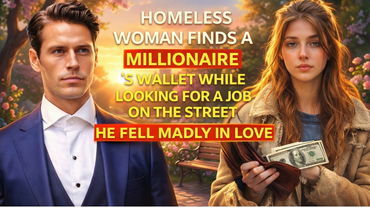 HOMELESS WOMAN FINDS A MILLIONAIRE 'S WALLET WHILE LOOKING FOR A JOB ON THE STREET HE FELL MADLY IN