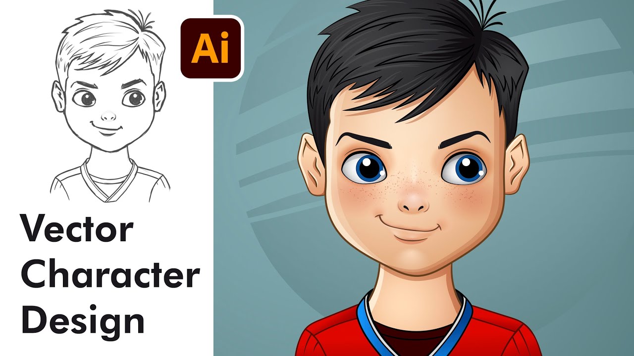 Male Cartoon Design - Digital Vector Drawing in Adobe Illustrator