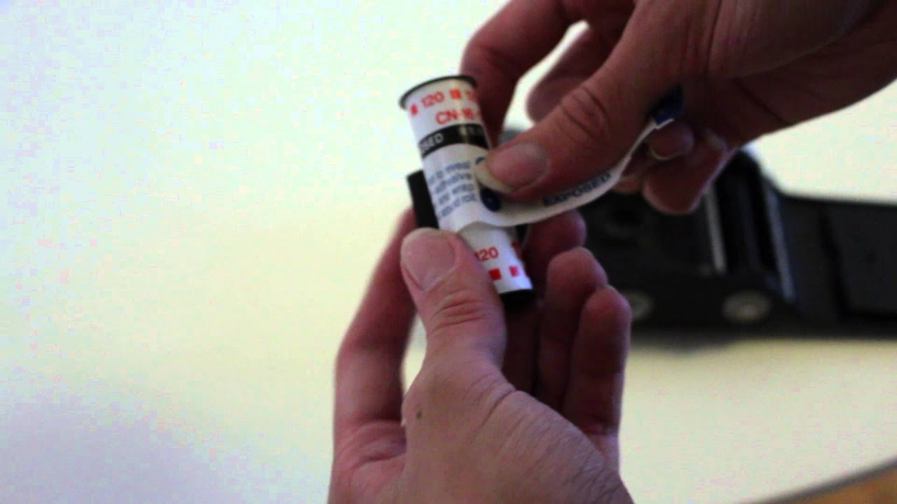 Unloading a 120 film from a folding camera