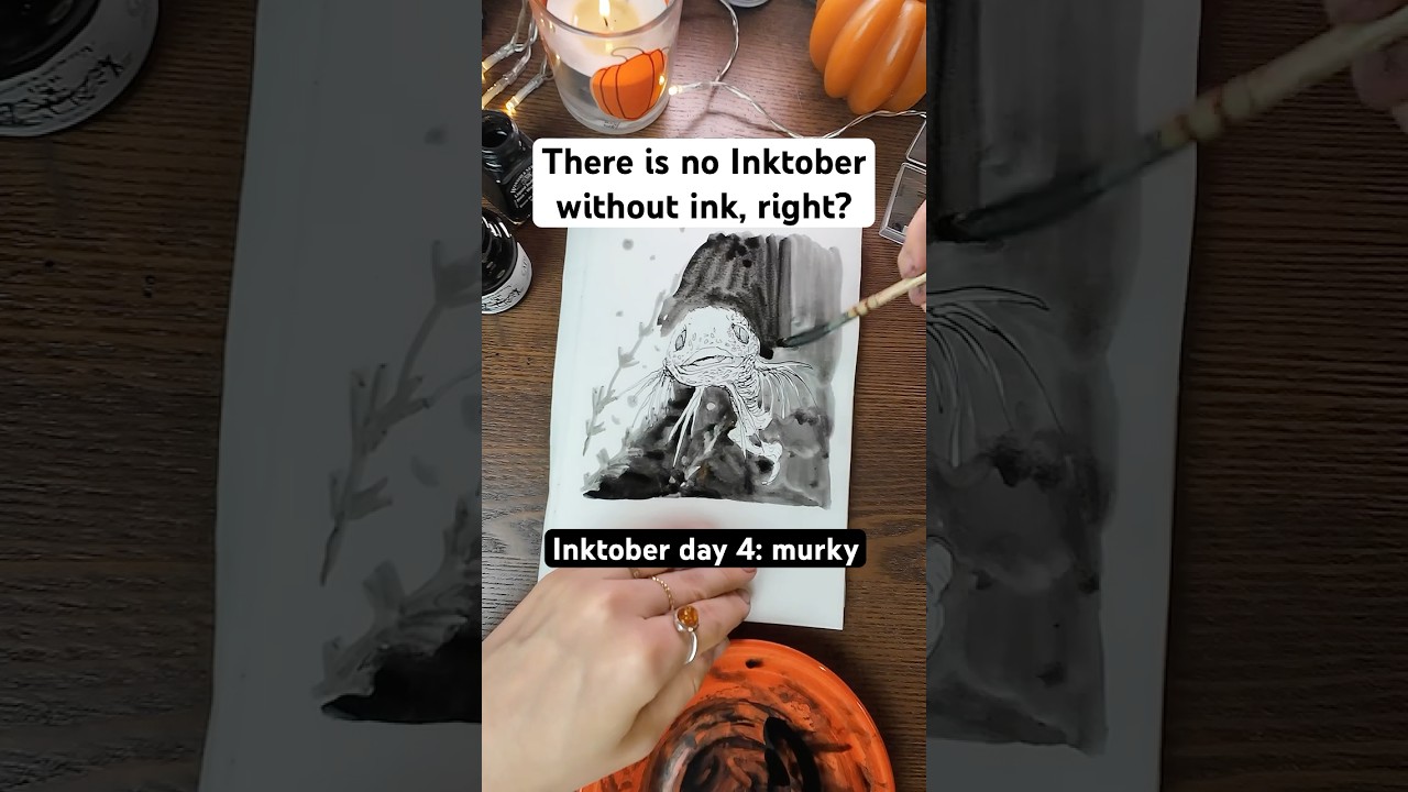 Inktober day 4: #murky #ink #shorts #arttutorial #artchallenge #inktober #inktober2025 #easyart #art