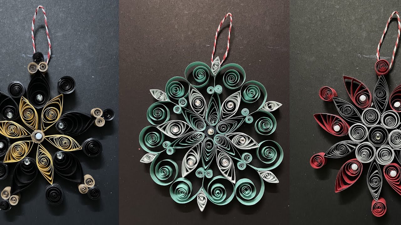 Simple & Easy Paper Quilling Christmas Snowflakes | 3 Easy Snowflakes | DIY Christmas Decoration