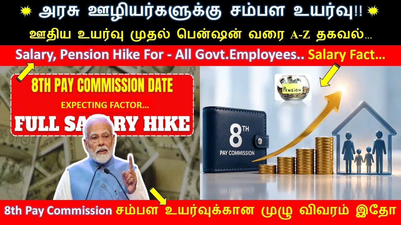 #8thpaycommission A-Z தகவல்: சம்பள உயர்வு முதல் பென்ஷன் வரை! அரசு ஊழியருக்கான அதிரடி அறிவிப்பு#india