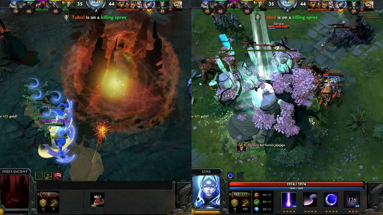 Both Ancients Have Fallen. Base Race Dota 2 moment Synchronized.