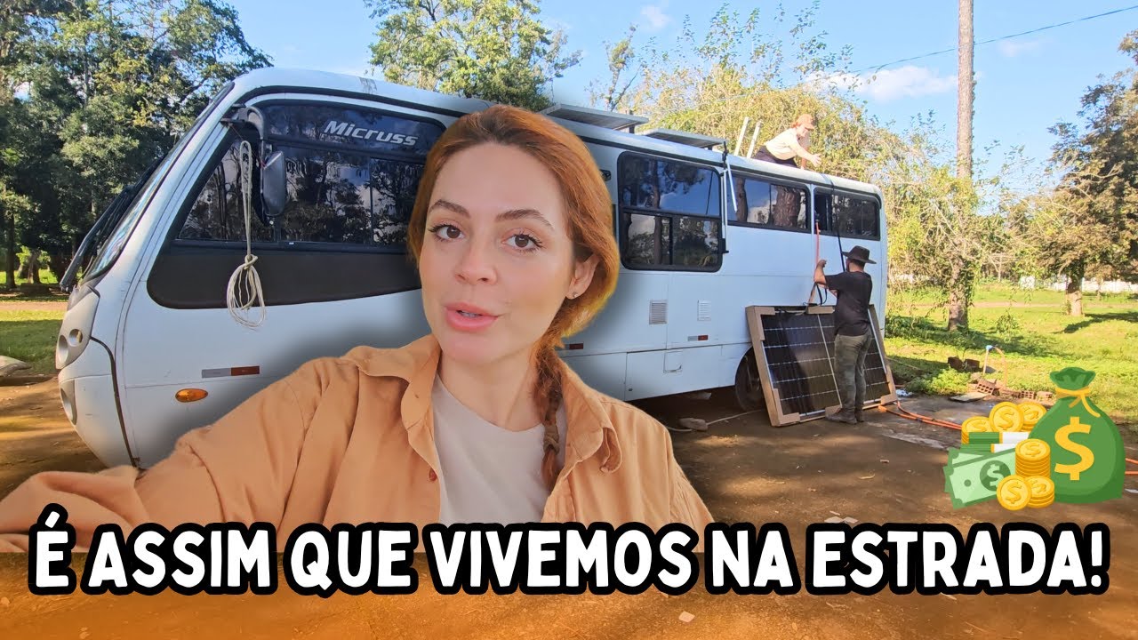 Como nos mantemos na estrada? Instalando sistema solar em outro motorhome e nossa rotina em Maquiné
