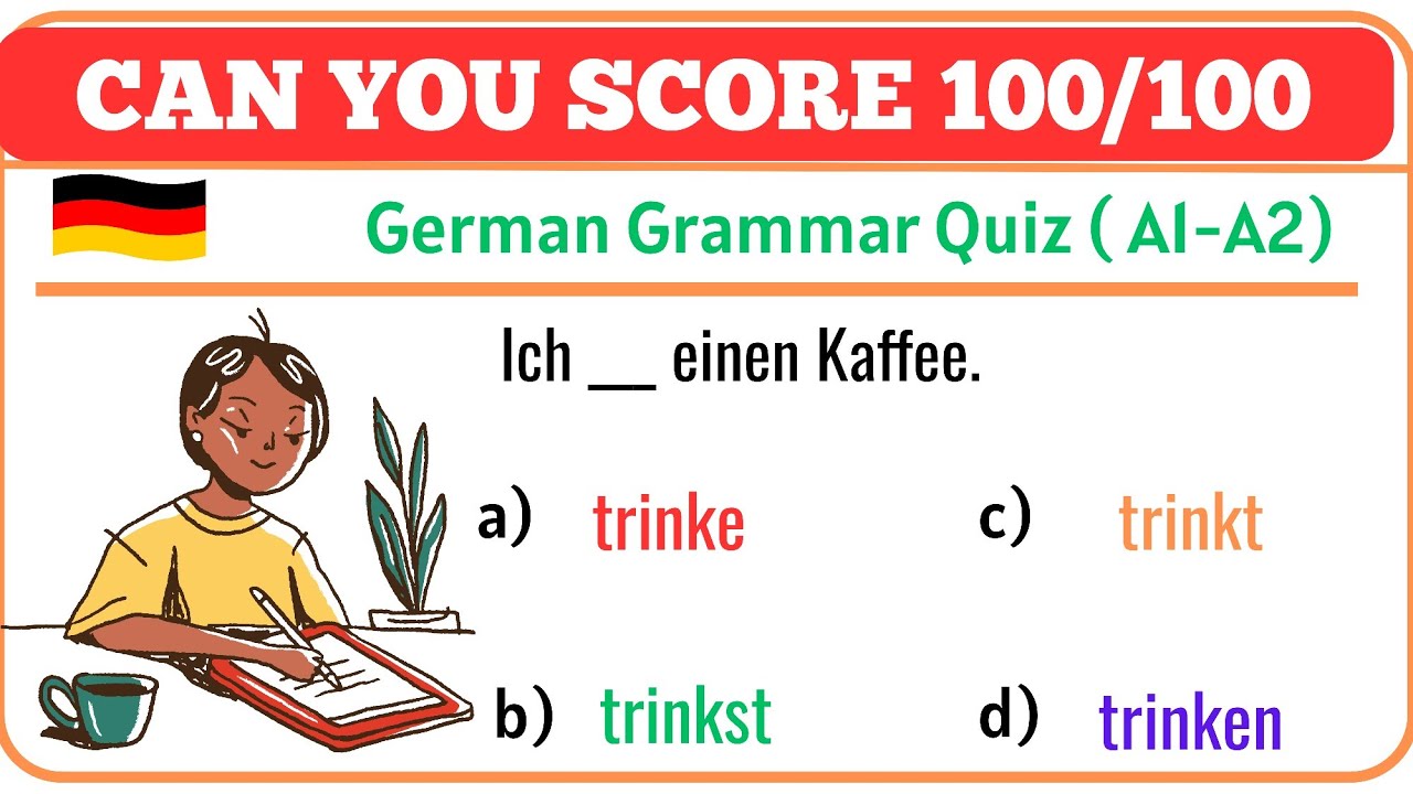 🇩🇪 Teste dein Deutsch: A1–A2 Grammatik Quiz für Anfänger | Artikel, Verben, Wortstellung & mehr!