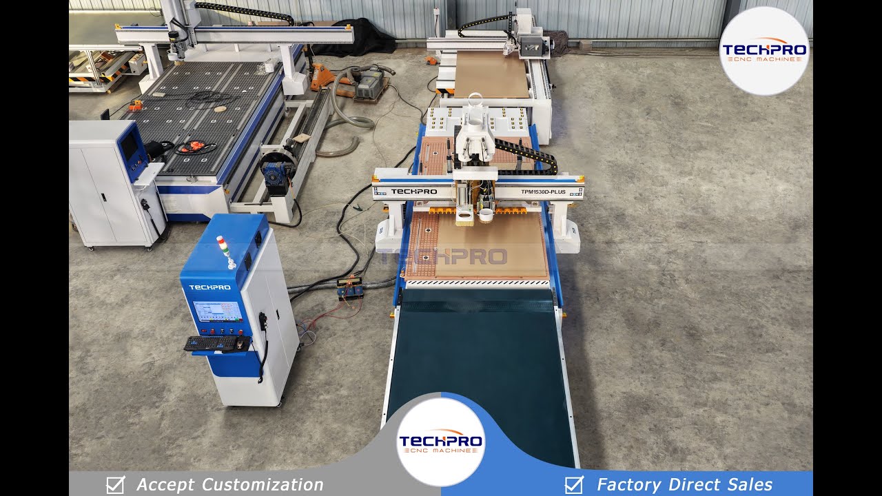 5*10 Nesting ATC CNC machine+drilling bank + loading&unloading+labeling for Cabinet Furniture Making
